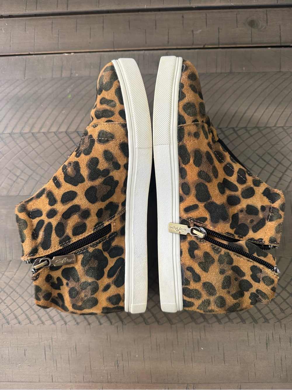 Leopard-Print Zip High-Top Sneakers - Brown/Black - Picture 7 of 8